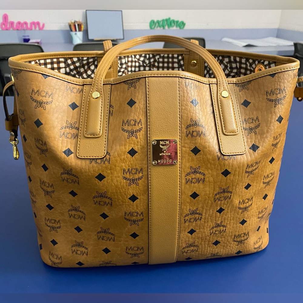 MCM's Cognac Italian-crafted tote bag. Like new!!
